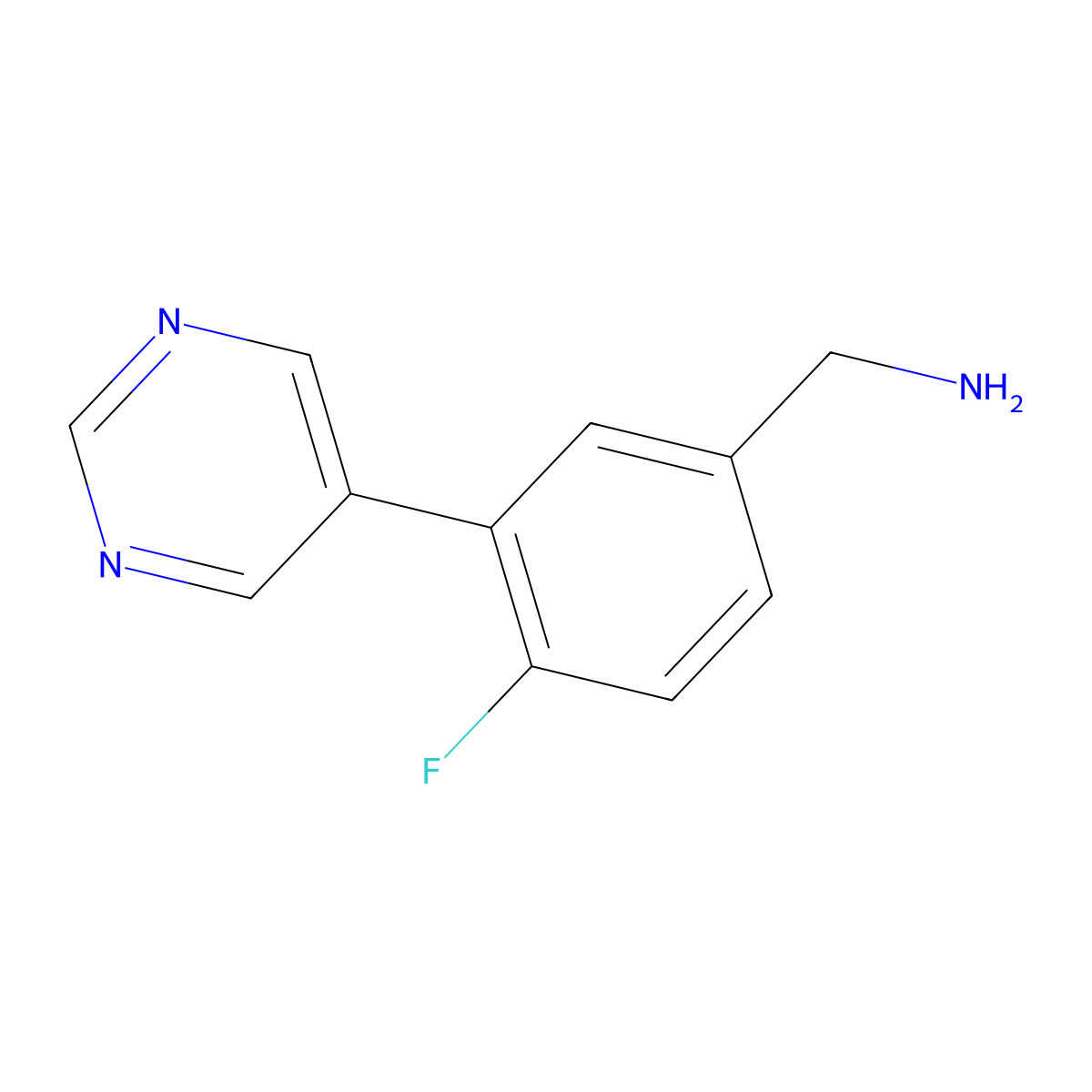 (4-Fluoro-3-(pyrimidin-5-yl)phenyl)methanamine molecular structure, CAS 1251073-22-9