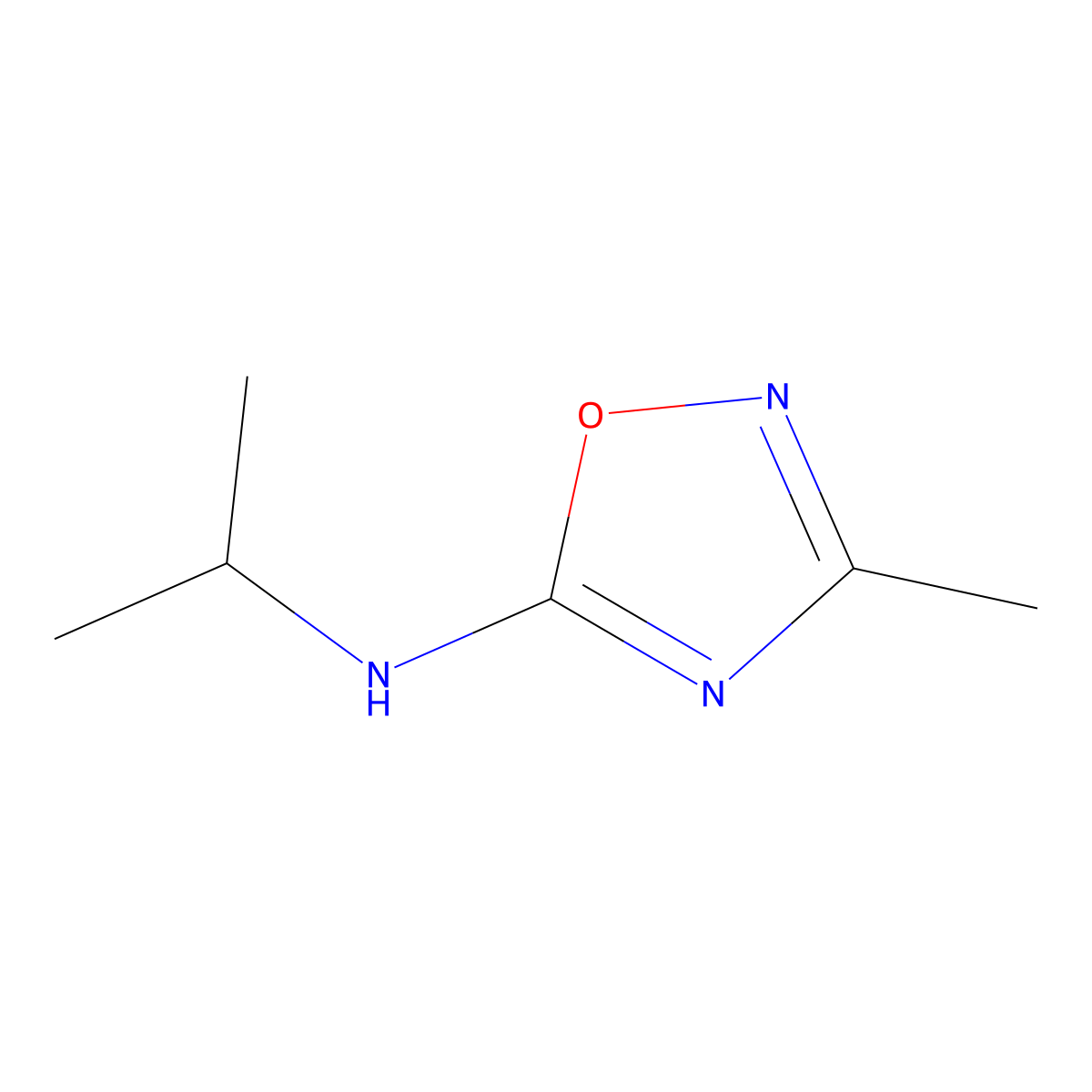 3-methyl-N-(propan-2-yl)-1,2,4-oxadiazol-5-amine molecular structure, CAS 1251075-07-6