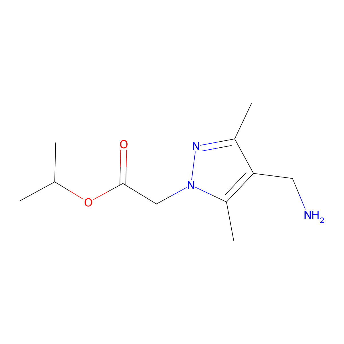 Propan-2-yl 2-[4-(aminomethyl)-3,5-dimethyl-1H-pyrazol-1-yl]acetate molecular structure, CAS 1251080-29-1