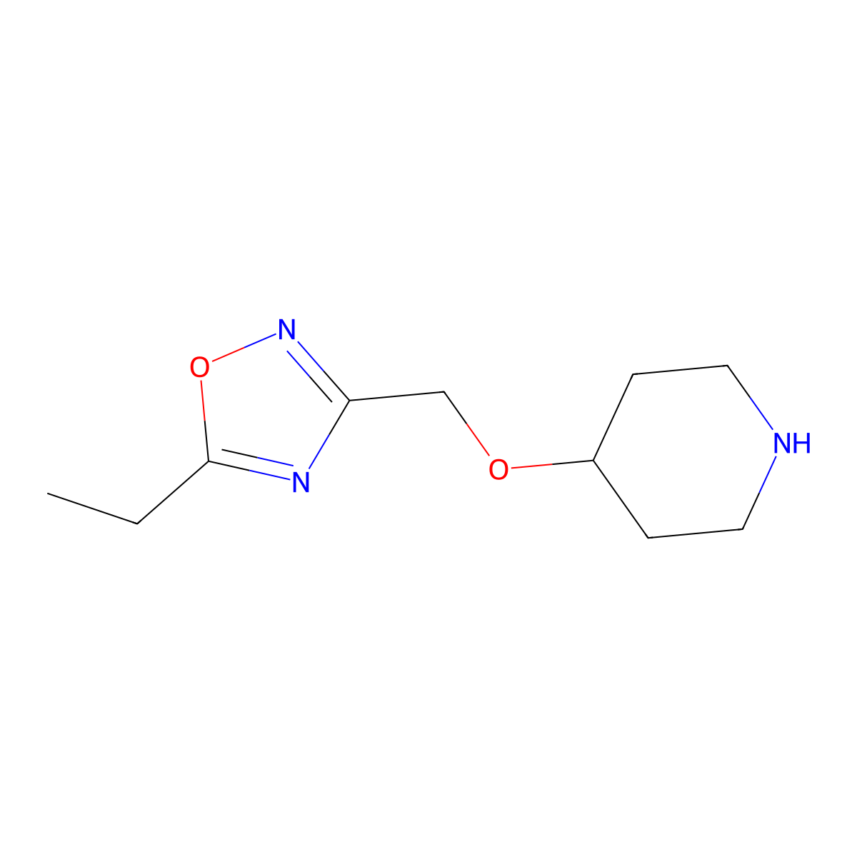 4-[(5-Ethyl-1,2,4-oxadiazol-3-yl)methoxy]piperidine molecular structure, CAS 1251082-22-0