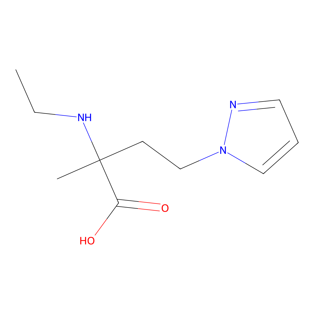 2-(Ethylamino)-2-methyl-4-(1h-pyrazol-1-yl)butanoic acid molecular structure, CAS 1251083-90-5