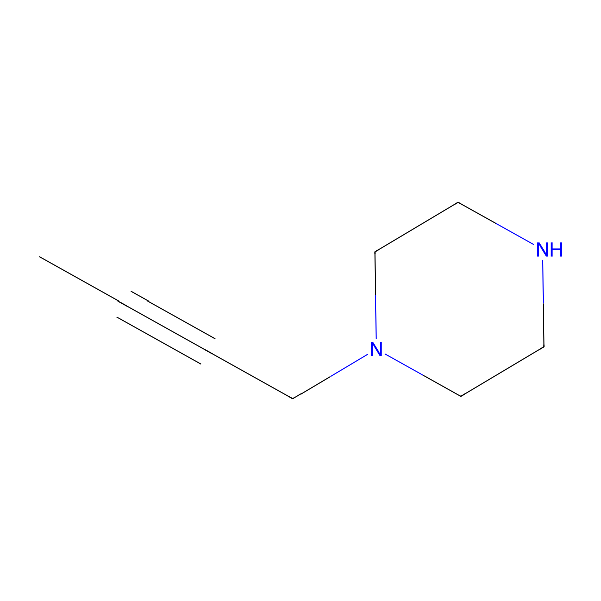 1-(But-2-yn-1-yl)piperazine molecular structure, CAS 1251084-29-3