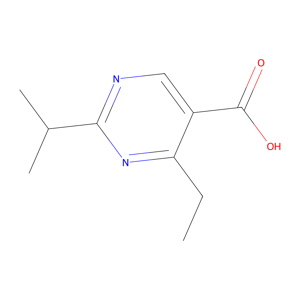 4-Ethyl-2-(propan-2-yl)pyrimidine-5-carboxylic acid molecular structure, CAS 1251084-71-5