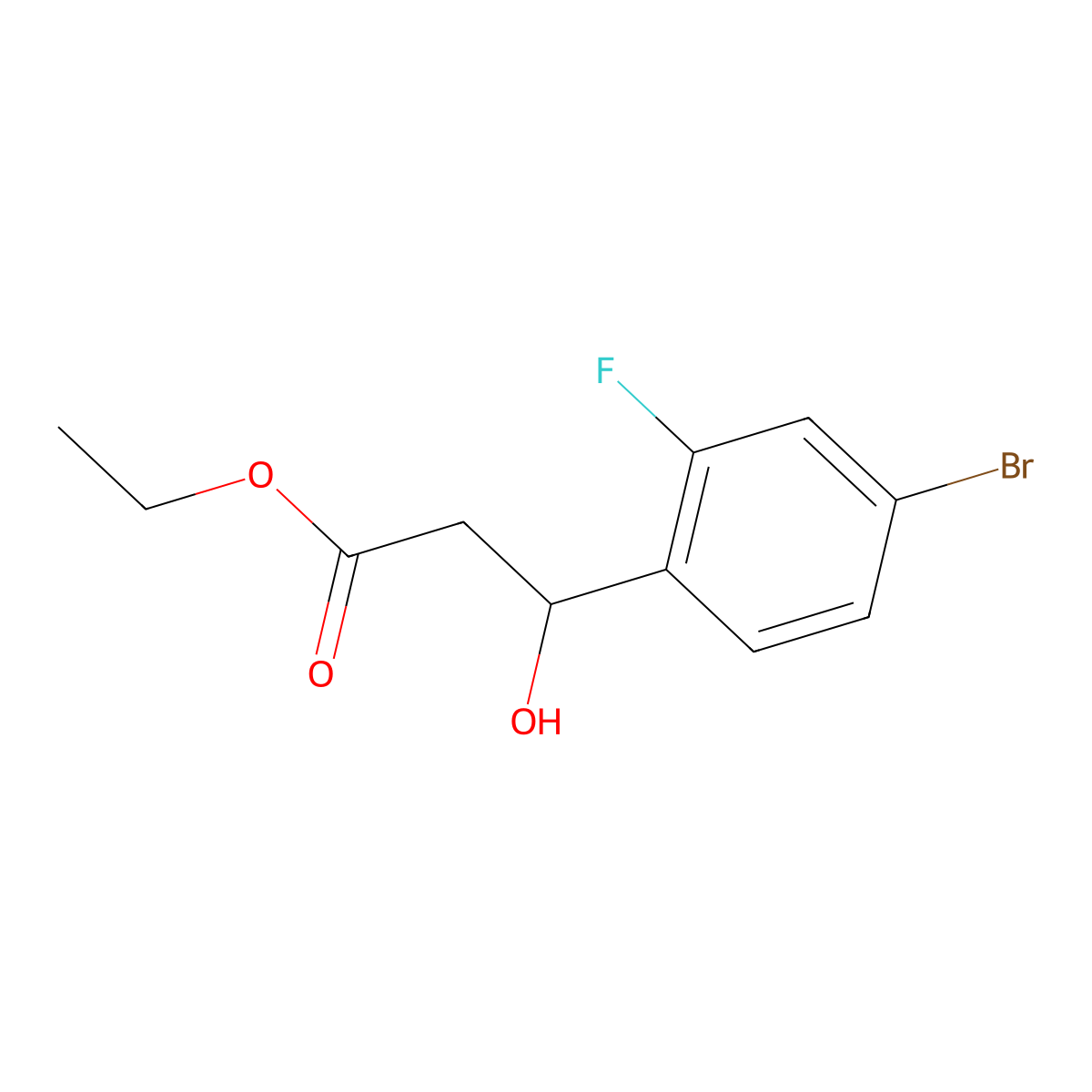 Ethyl 3-(4-bromo-2-fluorophenyl)-3-hydroxypropanoate molecular structure, CAS 1251084-75-9
