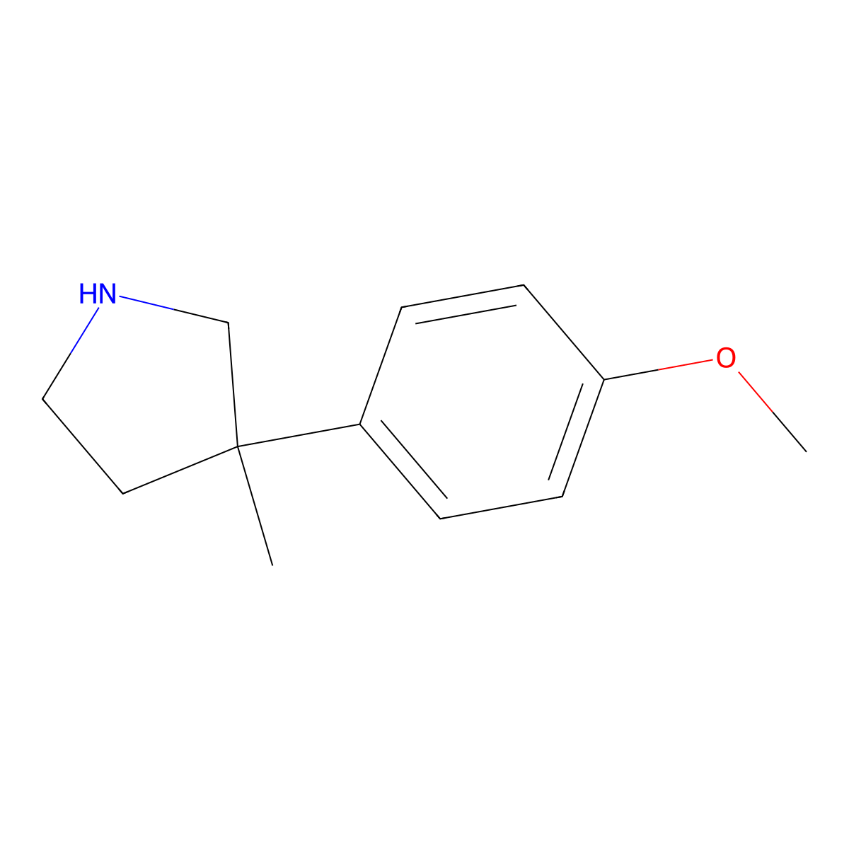 3-(4-Methoxyphenyl)-3-methylpyrrolidine molecular structure, CAS 1251086-55-1
