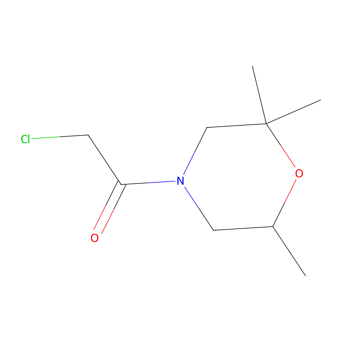 2-Chloro-1-(2,2,6-trimethylmorpholin-4-yl)ethan-1-one molecular structure, CAS 1251088-09-1