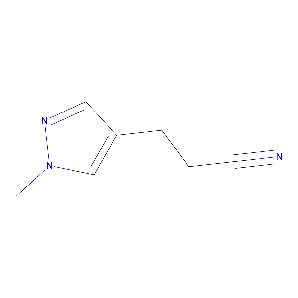 3-(1-methyl-1H-pyrazol-4-yl)propanenitrile molecular structure, CAS 1251093-41-0
