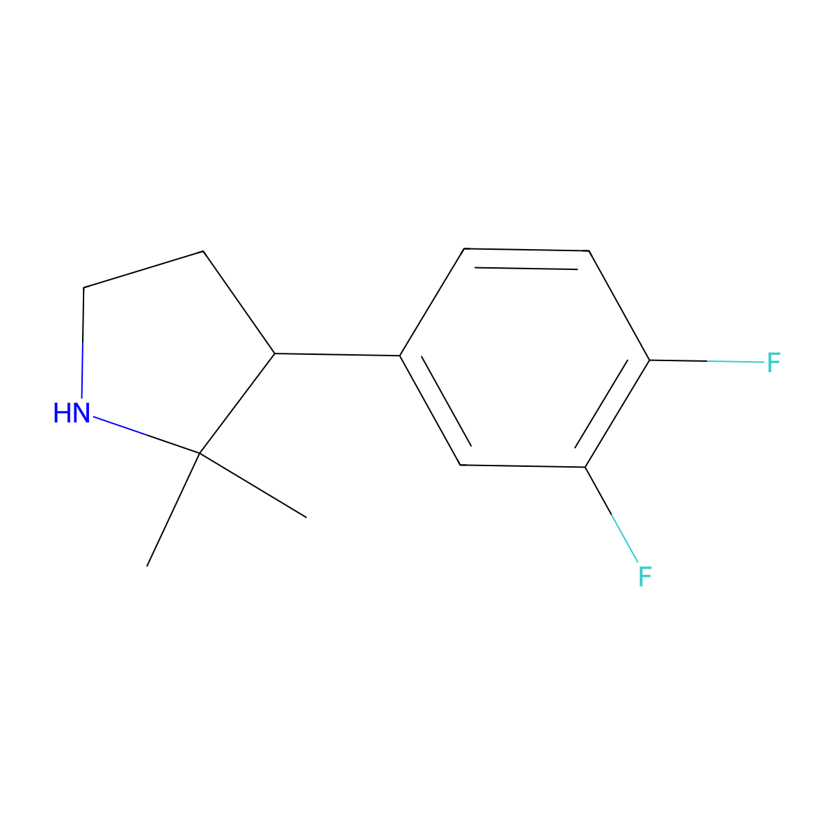 3-(3,4-Difluorophenyl)-2,2-dimethylpyrrolidine molecular structure, CAS 1251094-81-1