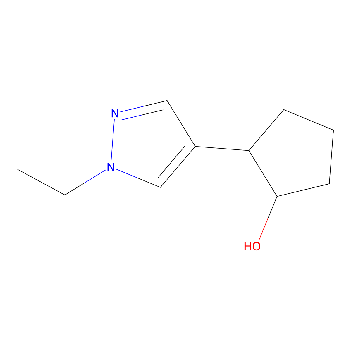 2-(1-Ethyl-1H-pyrazol-4-yl)cyclopentan-1-ol molecular structure, CAS 1251096-23-7