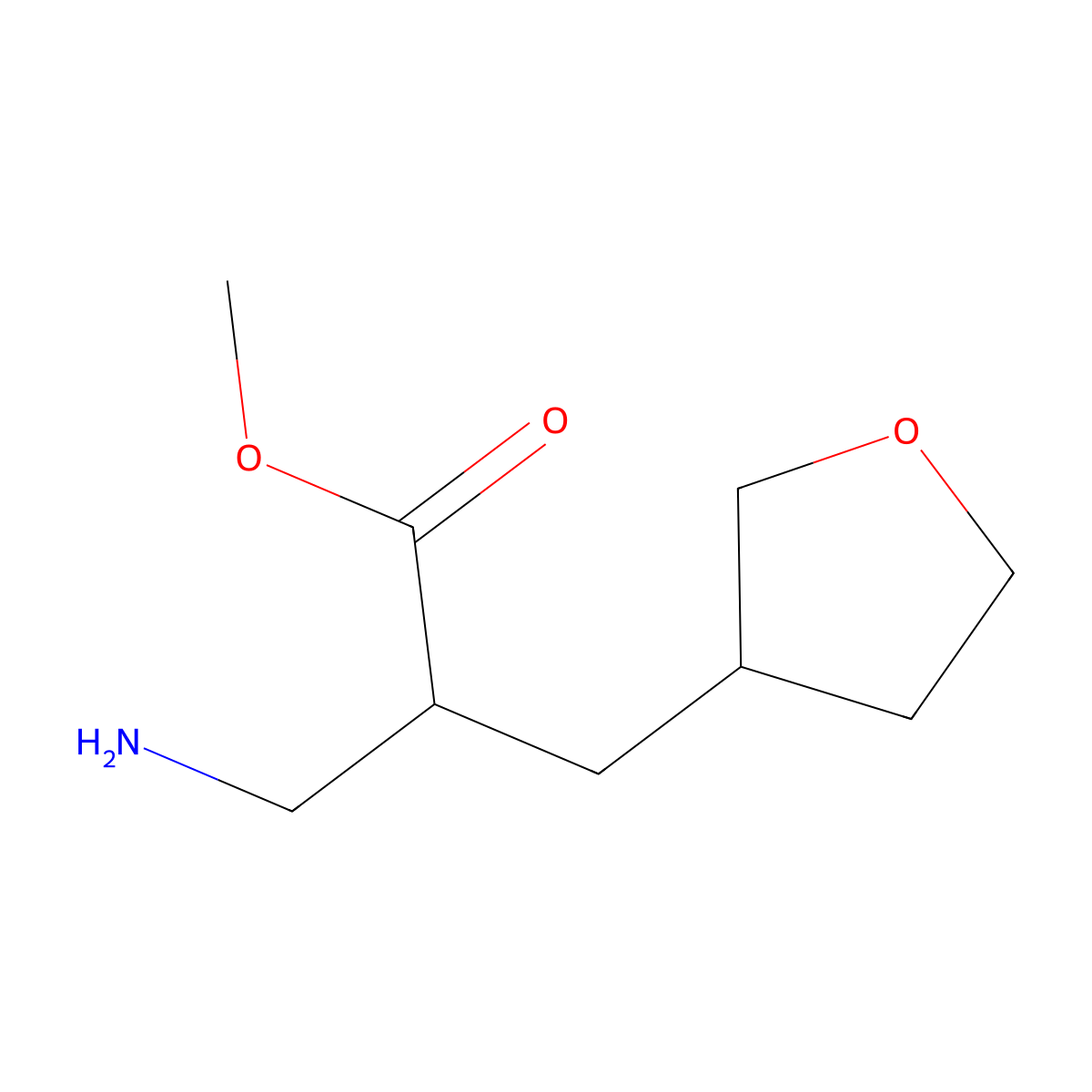 Methyl 3-amino-2-[(oxolan-3-yl)methyl]propanoate molecular structure, CAS 1251098-82-4