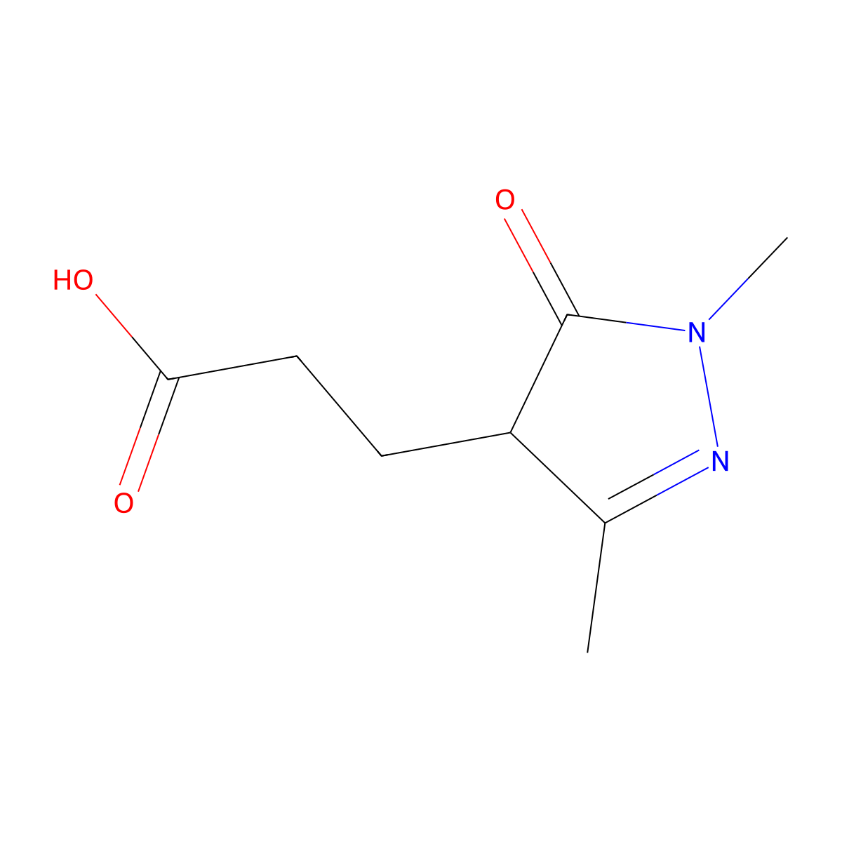 3-(1,3-dimethyl-5-oxo-4,5-dihydro-1H-pyrazol-4-yl)propanoic acid molecular structure, CAS 1251098-97-1