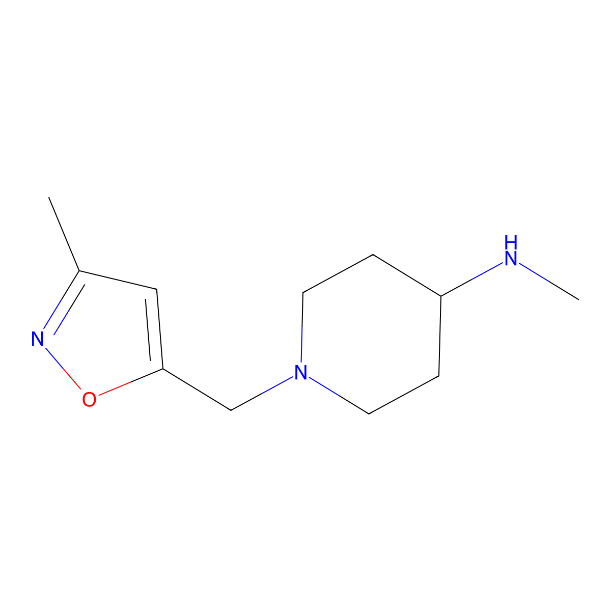 N-methyl-1-[(3-methyl-1,2-oxazol-5-yl)methyl]piperidin-4-amine molecular structure, CAS 1251099-46-3