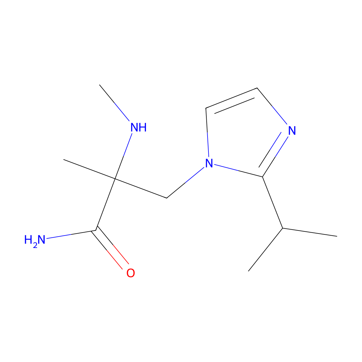 3-(2-Isopropyl-1h-imidazol-1-yl)-2-methyl-2-(methylamino)propanamide molecular structure, CAS 1251099-88-3