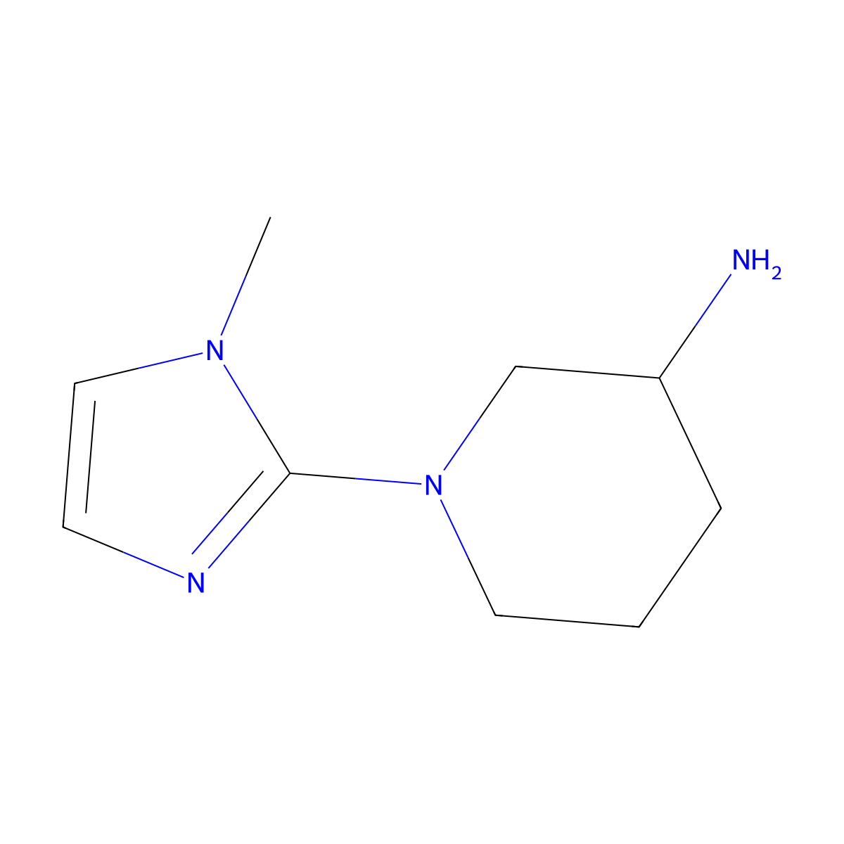 1-(1-methyl-1H-imidazol-2-yl)piperidin-3-amine molecular structure, CAS 1251103-51-1