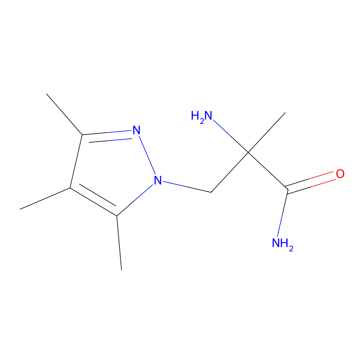 2-Amino-2-methyl-3-(trimethyl-1H-pyrazol-1-YL)propanamide molecular structure, CAS 1251105-23-3