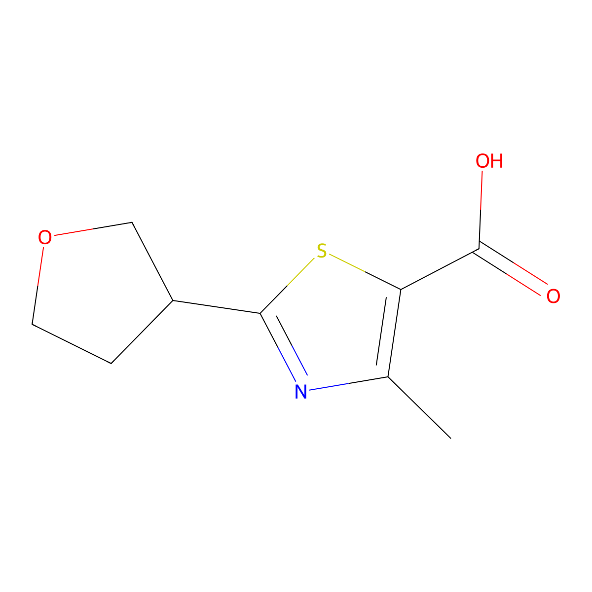 4-Methyl-2-(oxolan-3-yl)-1,3-thiazole-5-carboxylic acid molecular structure, CAS 1251105-55-1