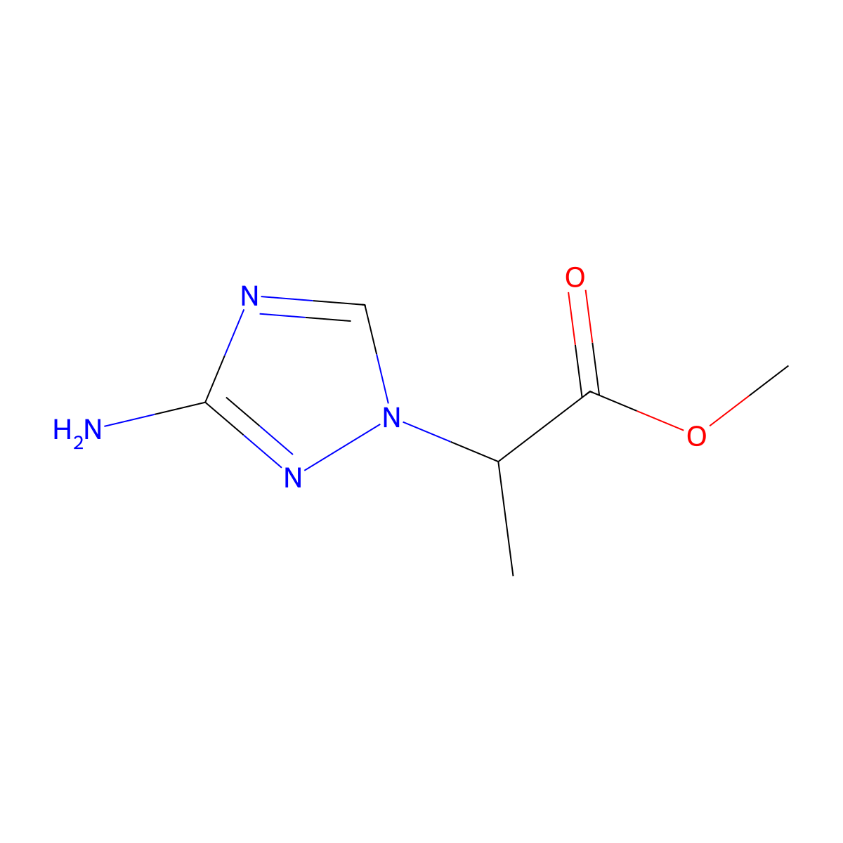 methyl 2-(3-amino-1H-1,2,4-triazol-1-yl)propanoate molecular structure, CAS 1251110-24-3