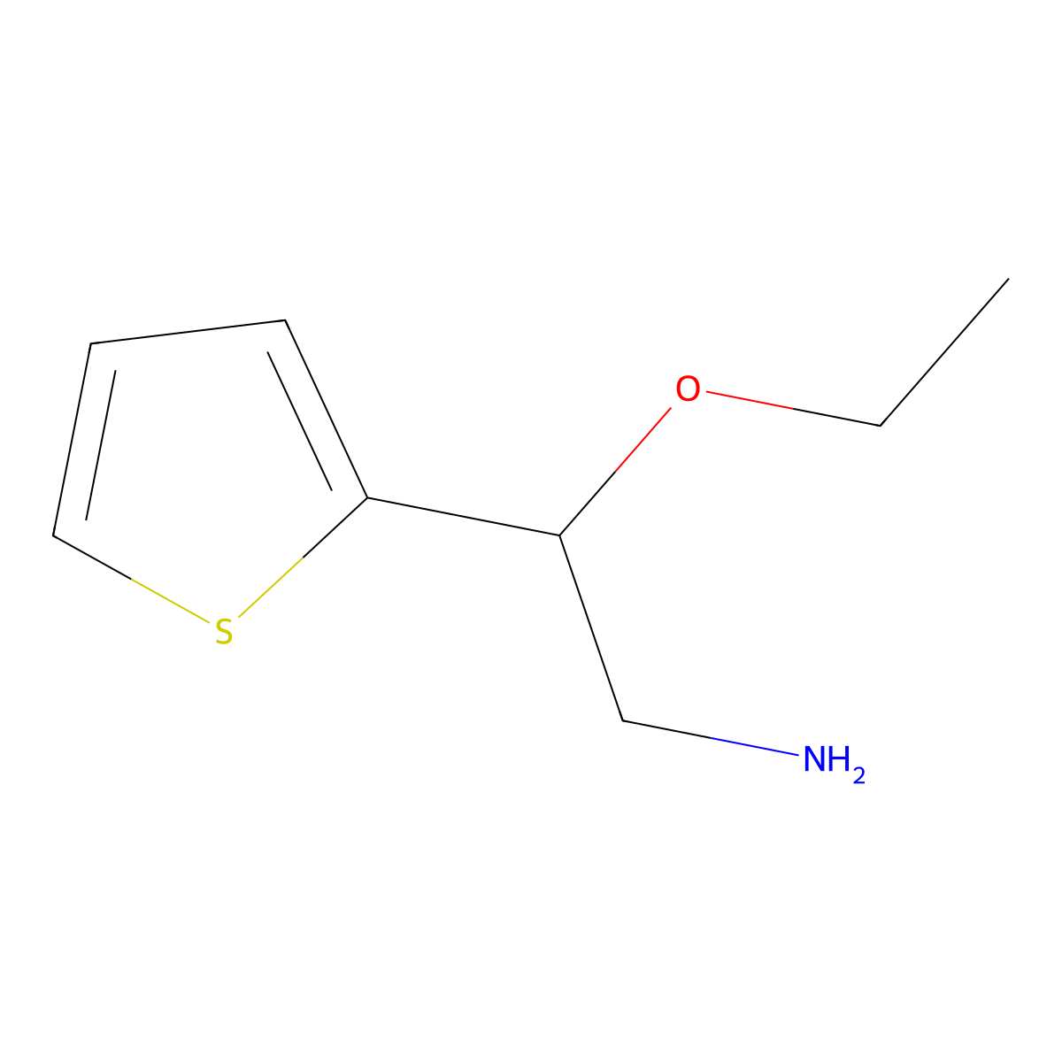 2-Ethoxy-2-(thiophen-2-yl)ethan-1-amine molecular structure, CAS 1251110-39-0
