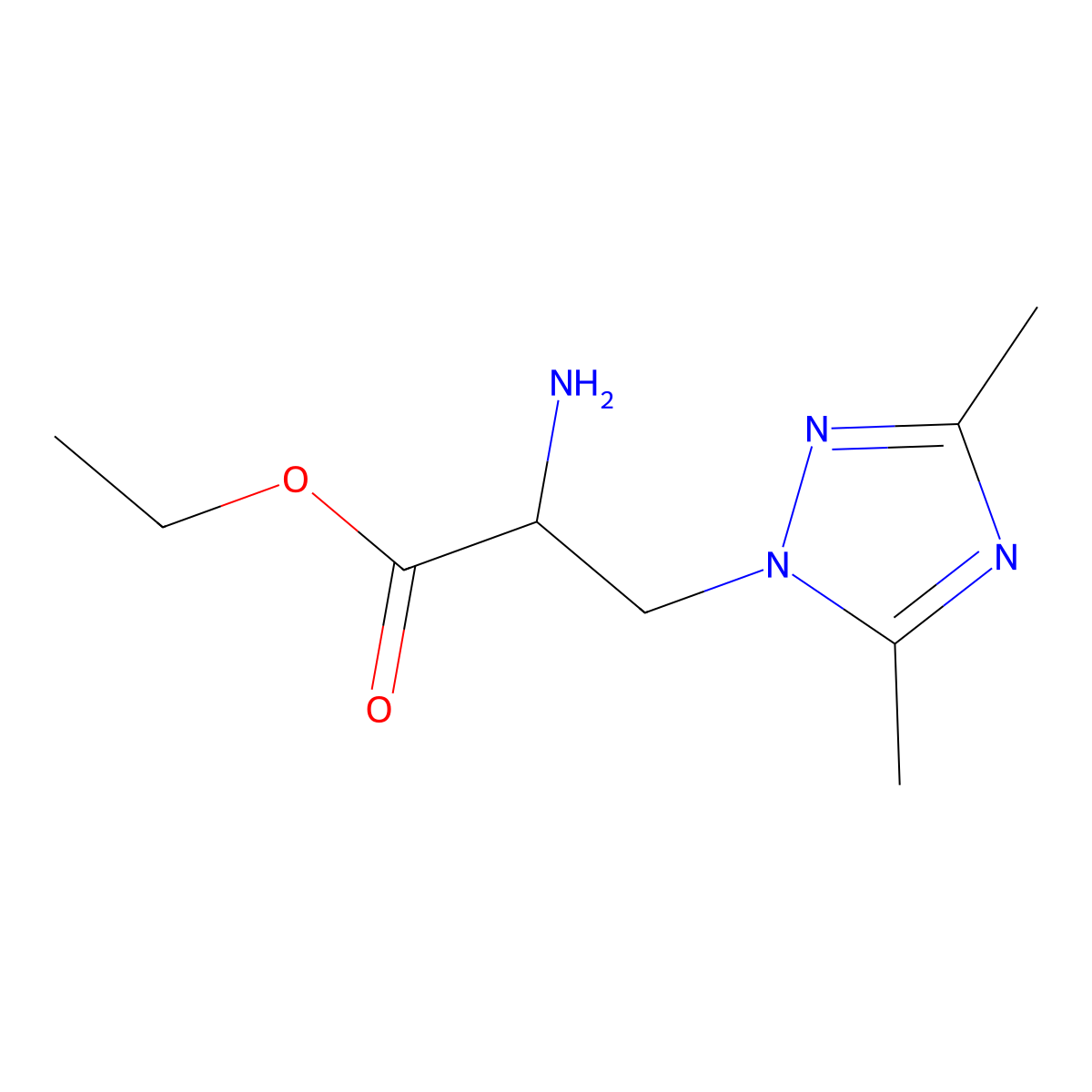 Ethyl 2-amino-3-(3,5-dimethyl-1h-1,2,4-triazol-1-yl)propanoate molecular structure, CAS 1251112-92-1