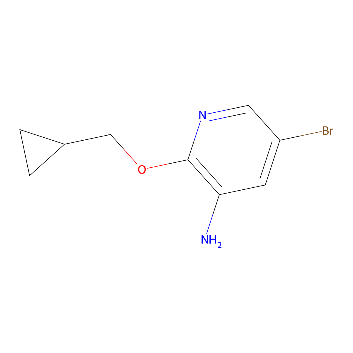 5-Bromo-2-(cyclopropylmethoxy)pyridin-3-amine molecular structure, CAS 1251113-66-2