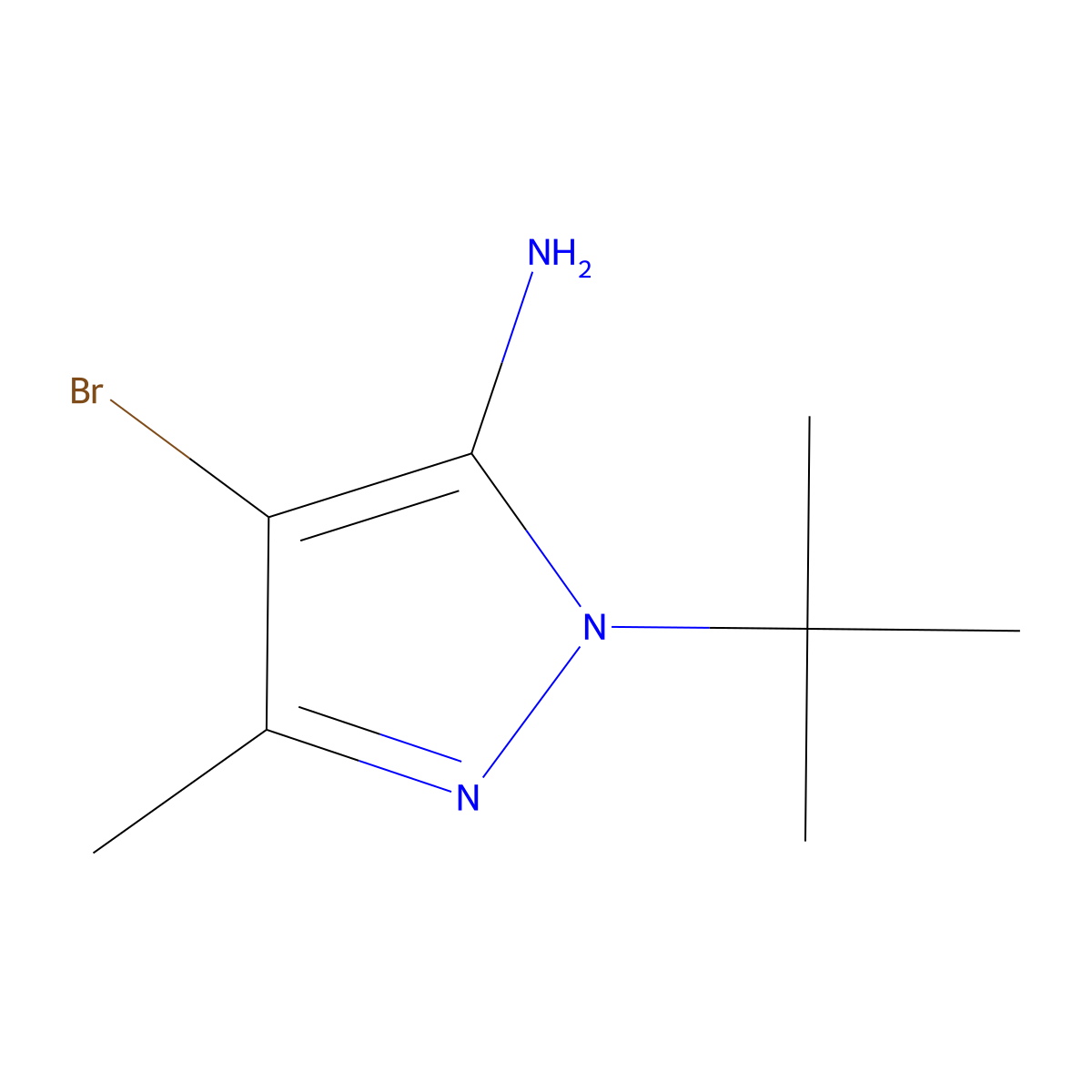 4-bromo-1-tert-butyl-3-methyl-1H-pyrazol-5-amine molecular structure, CAS 1251118-58-7