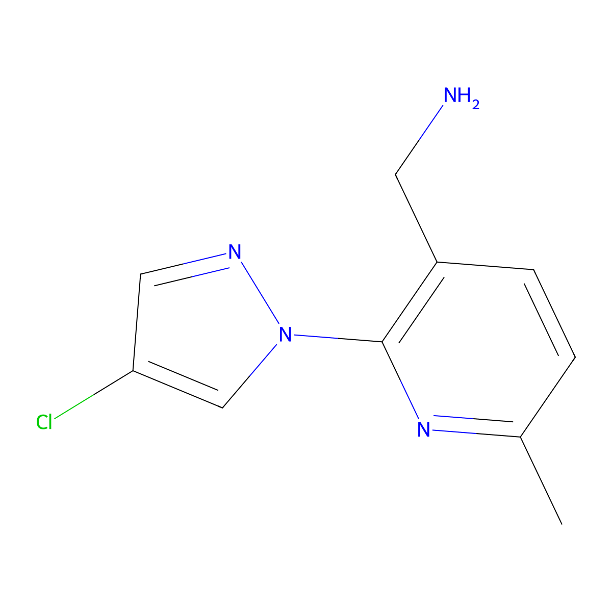 [2-(4-chloro-1H-pyrazol-1-yl)-6-methylpyridin-3-yl]methanamine molecular structure, CAS 1251118-88-3