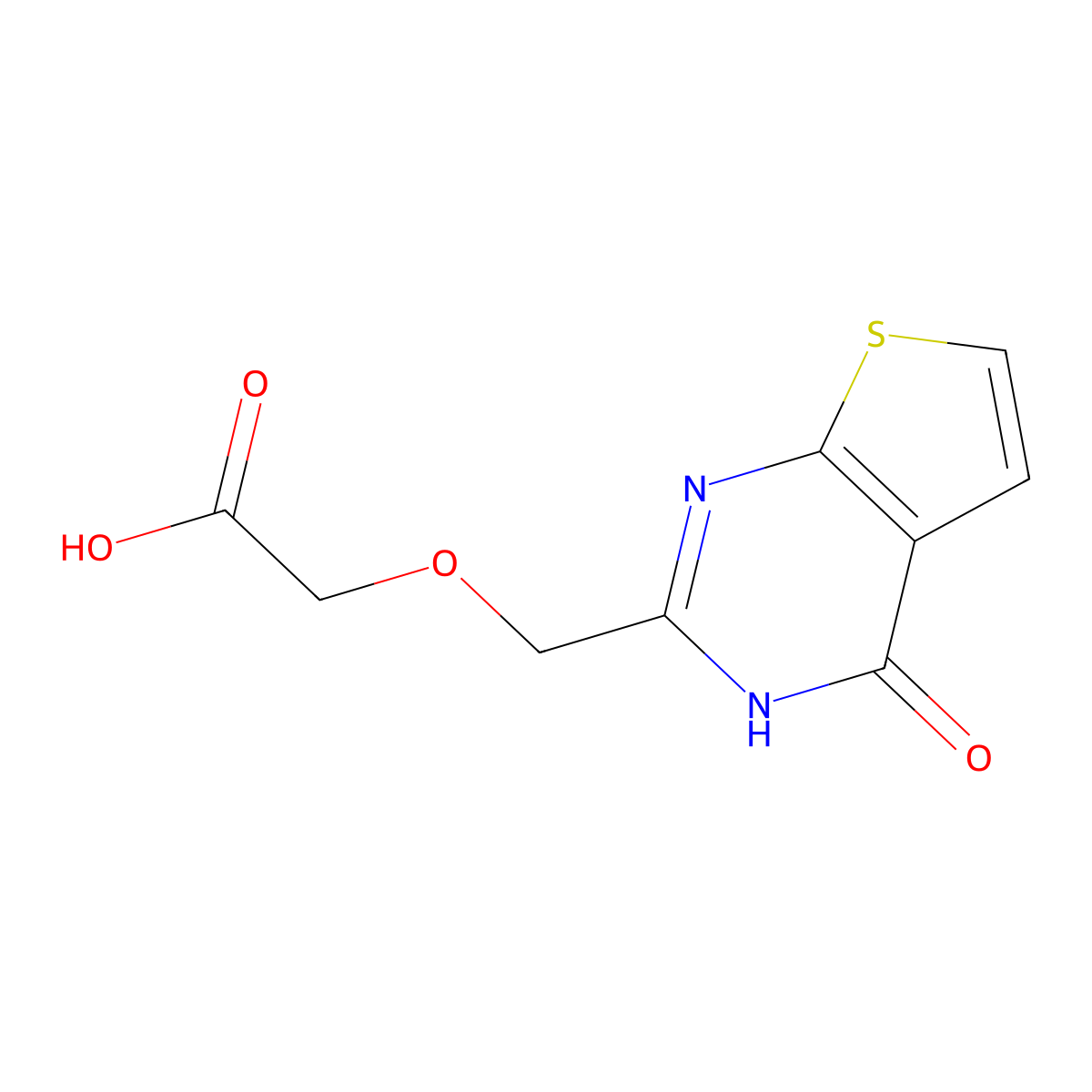 2-({4-oxo-3H,4H-thieno[2,3-d]pyrimidin-2-yl}methoxy)acetic acid molecular structure, CAS 1251121-37-5
