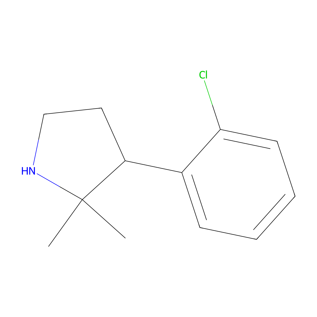 3-(2-Chlorophenyl)-2,2-dimethylpyrrolidine molecular structure, CAS 1251121-92-2