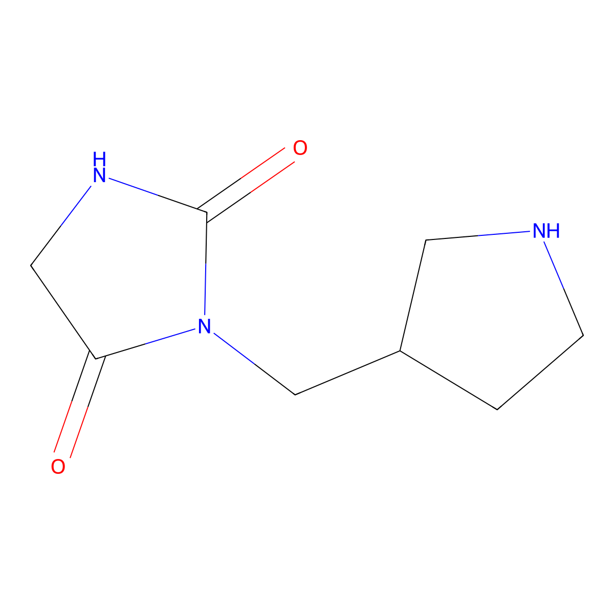 3-(Pyrrolidin-3-ylmethyl)imidazolidine-2,4-dione molecular structure, CAS 1251122-43-6