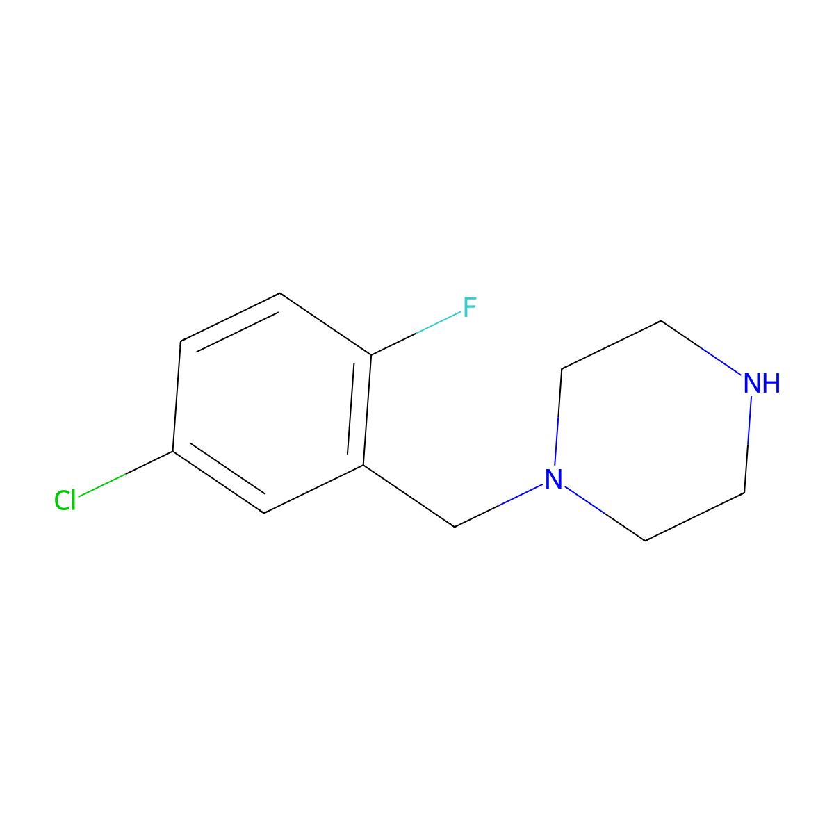 1-(5-Chloro-2-fluorobenzyl)piperazine molecular structure, CAS 1251127-61-3