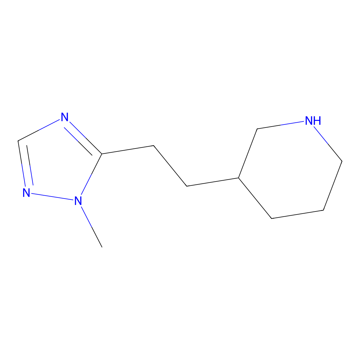 3-(2-(1-Methyl-1h-1,2,4-triazol-5-yl)ethyl)piperidine molecular structure, CAS 1251129-46-0