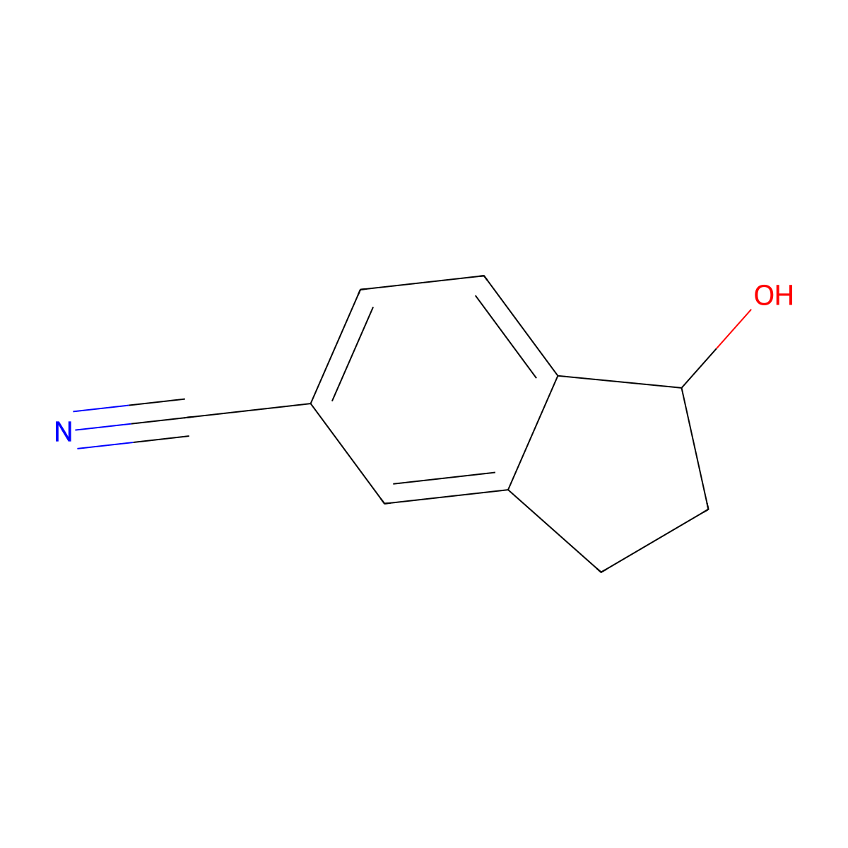 1-hydroxy-2,3-dihydro-1H-indene-5-carbonitrile molecular structure, CAS 125114-88-7
