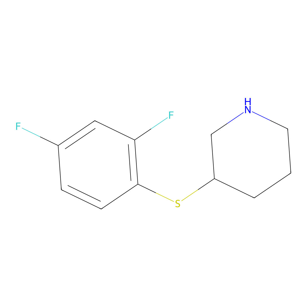 3-[(2,4-Difluorophenyl)sulfanyl]piperidine molecular structure, CAS 1251144-50-9