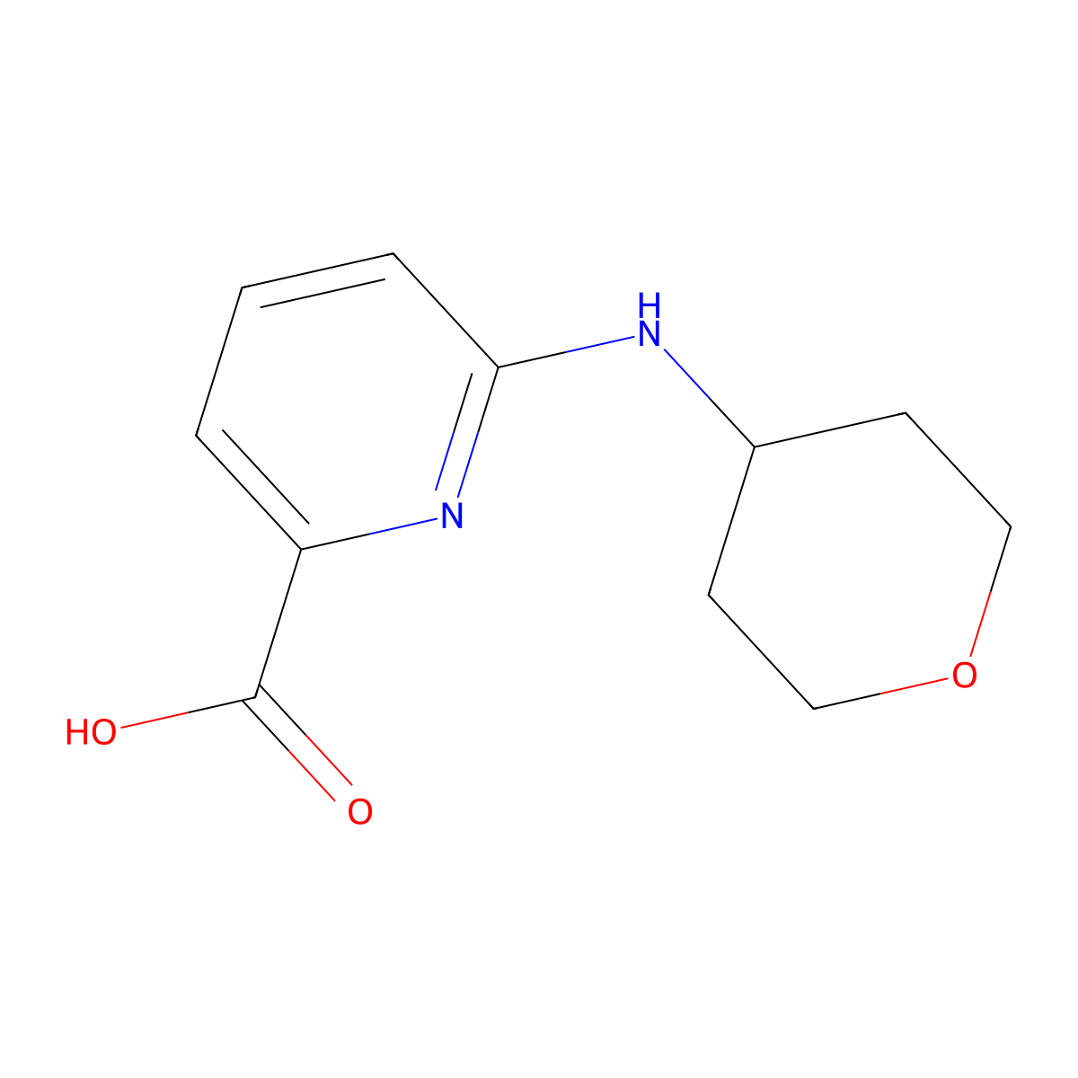 6-(Tetrahydro-2H-pyran-4-ylamino)picolinic acid molecular structure, CAS 1251146-54-9