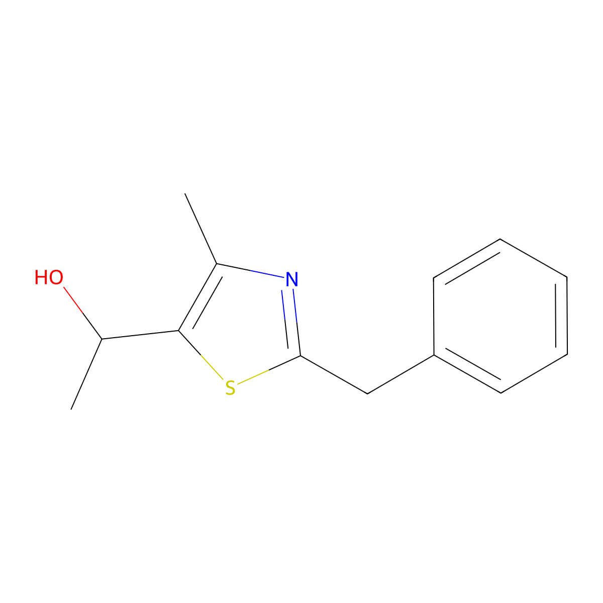 1-(2-Benzyl-4-methyl-1,3-thiazol-5-yl)ethan-1-ol molecular structure, CAS 1251147-21-3
