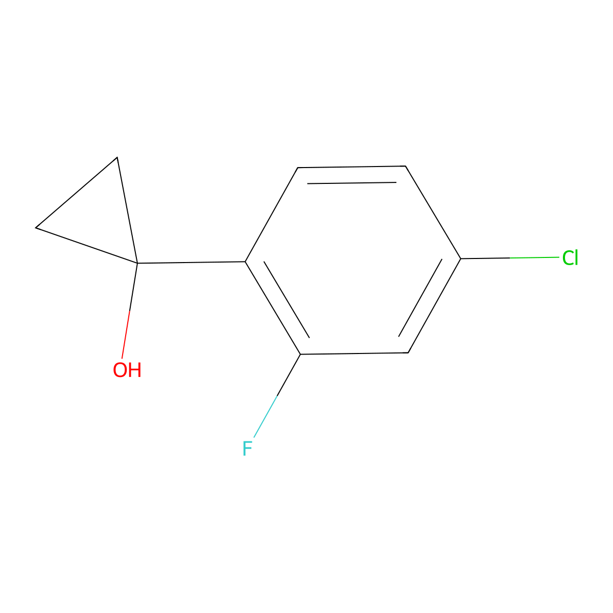 1-(4-Chloro-2-fluorophenyl)cyclopropan-1-ol molecular structure, CAS 1251152-65-4