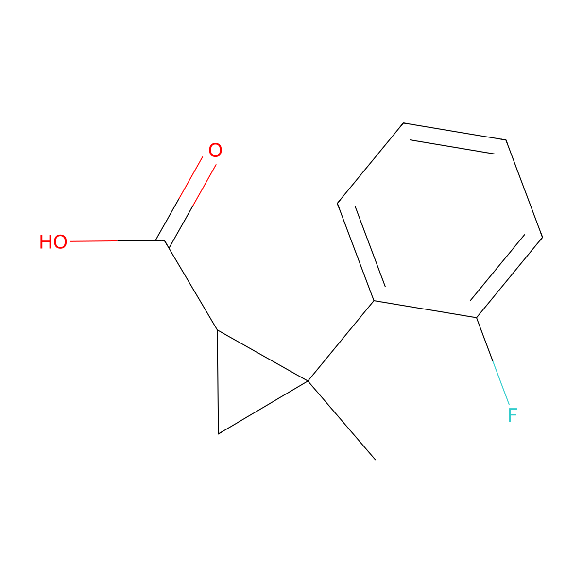 2-(2-Fluorophenyl)-2-methylcyclopropane-1-carboxylic acid molecular structure, CAS 1251153-10-2
