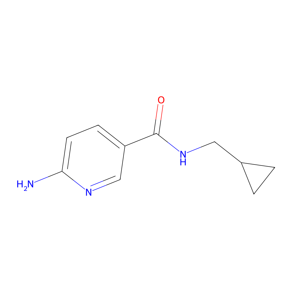 6-amino-N-(cyclopropylmethyl)pyridine-3-carboxamide molecular structure, CAS 1251157-65-9