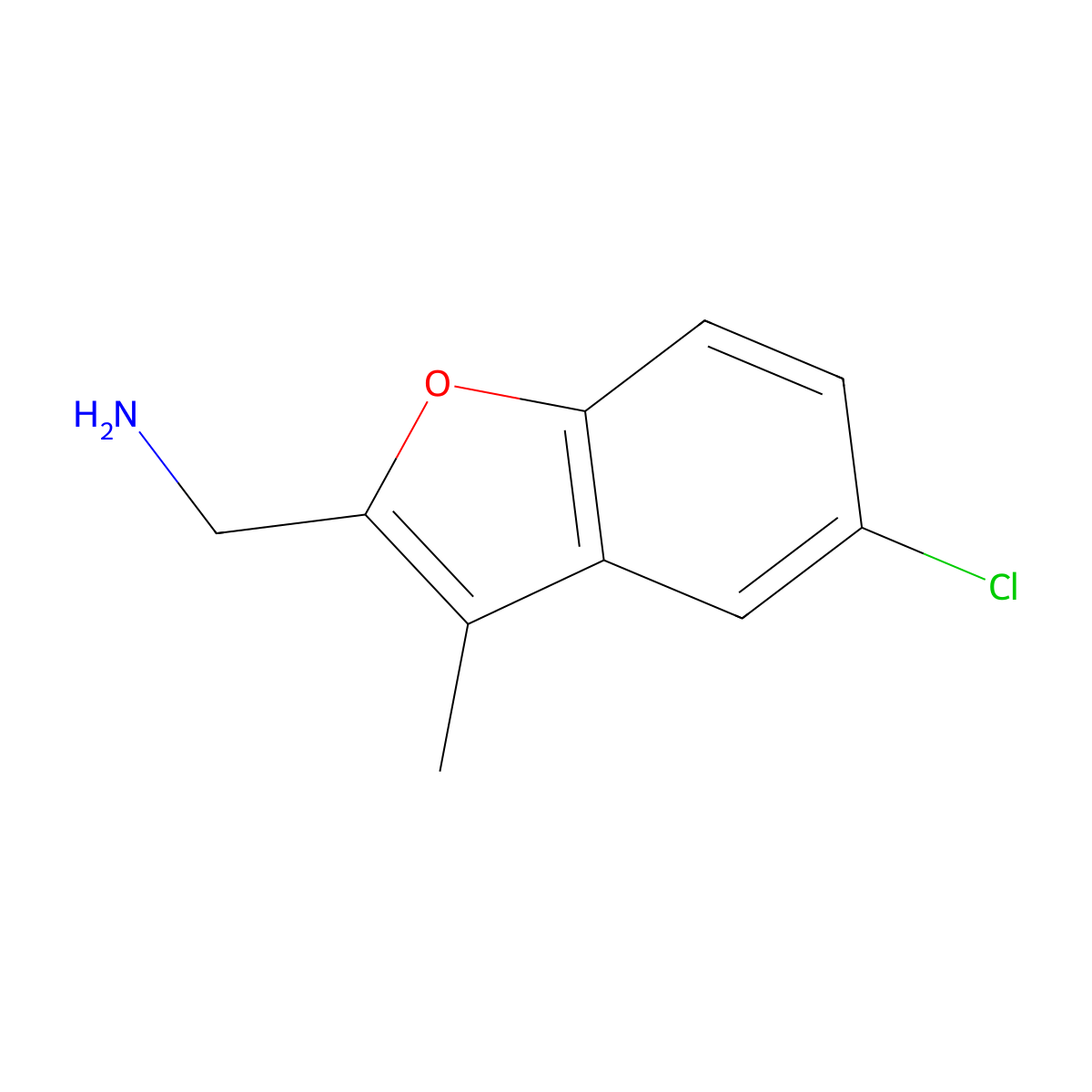1-(5-Chloro-3-methyl-1-benzofuran-2-yl)methanamine molecular structure, CAS 1251158-74-3