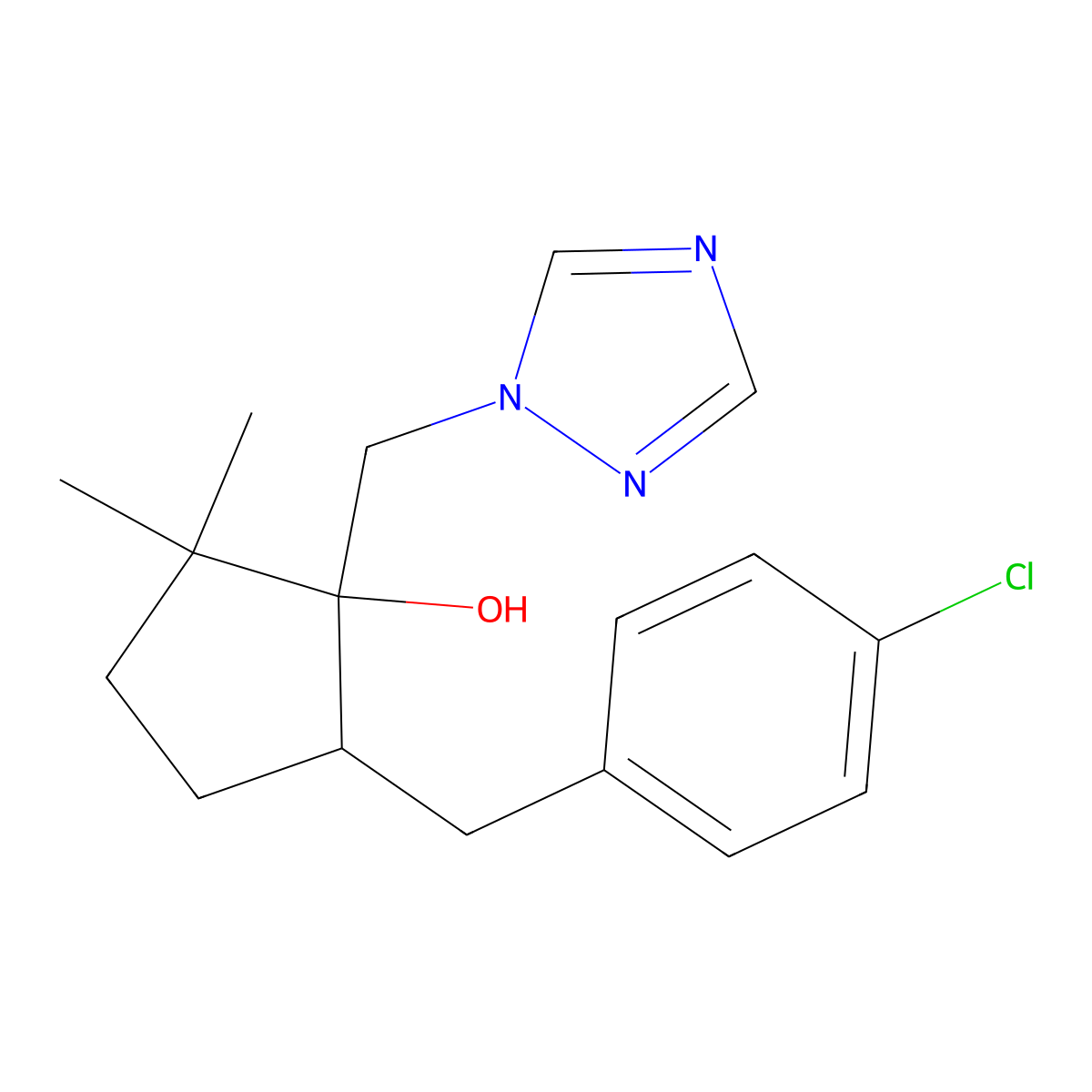 Metconazole molecular structure, CAS 125116-23-6