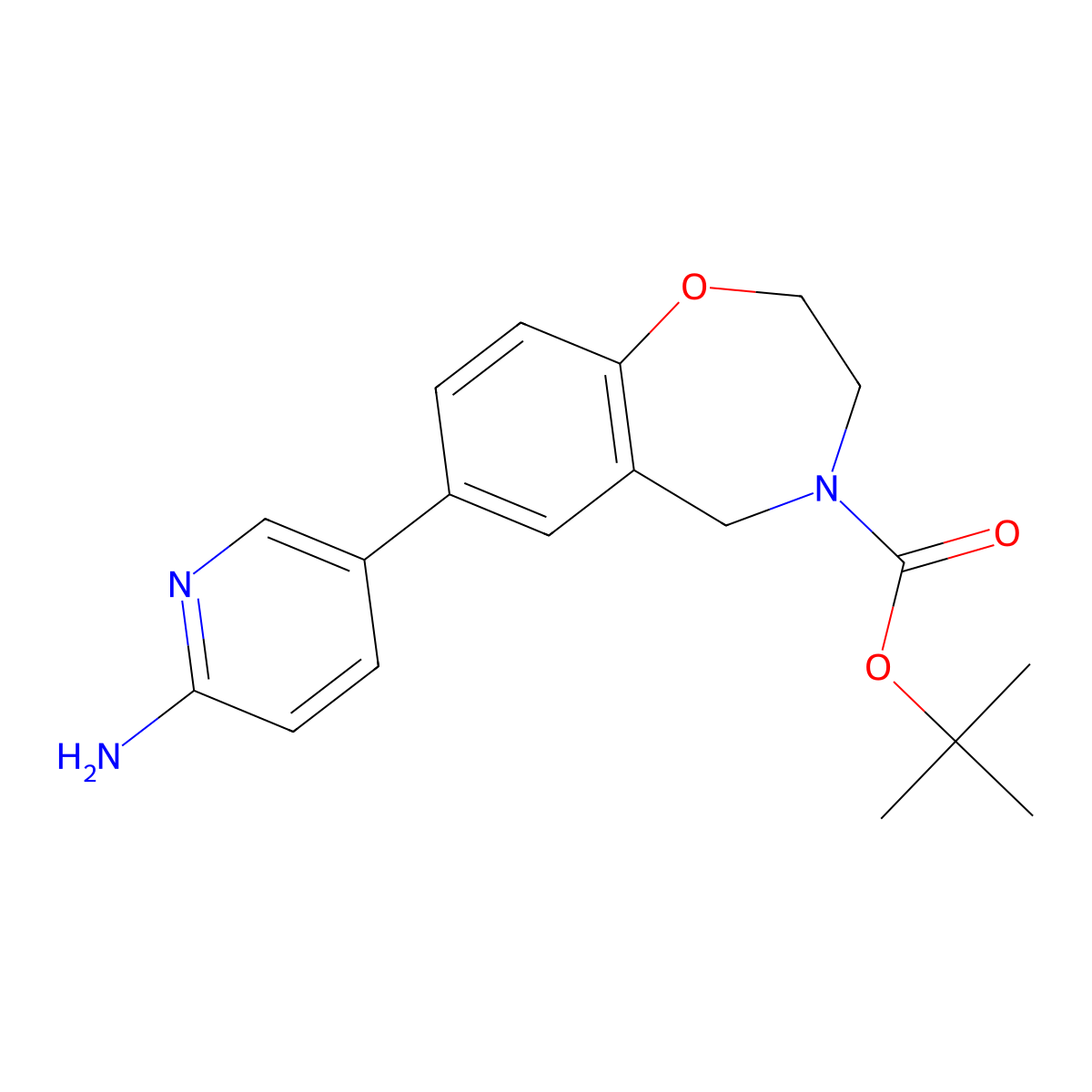 tert-Butyl 7-(6-aminopyridin-3-yl)-2,3-dihydrobenzo[f][1,4]oxazepine-4(5H)-carboxylate molecular structure, CAS 1251162-64-7