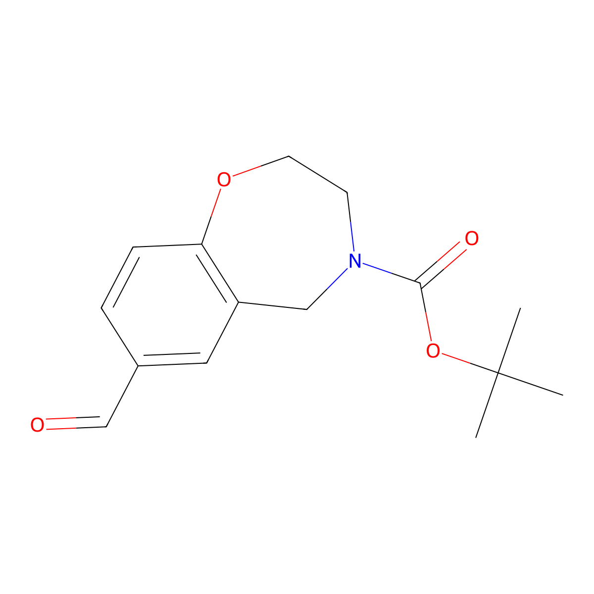tert-Butyl 7-formyl-2,3-dihydro-1,4-benzoxazepine-4(5H)-carboxylate molecular structure, CAS 1251165-23-7