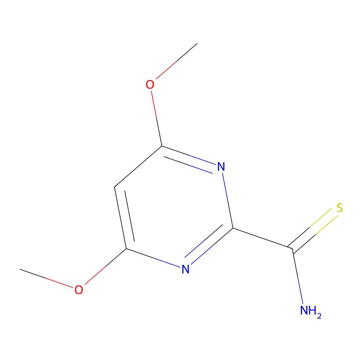 4,6-Dimethoxy-pyrimidin-2-carbothioic acid amide molecular structure, CAS 1251166-21-8