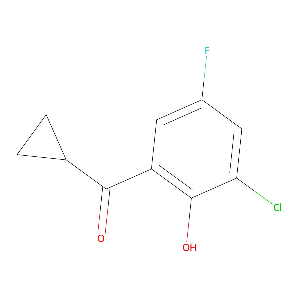 2-Chloro-6-cyclopropanecarbonyl-4-fluorophenol molecular structure, CAS 1251197-50-8