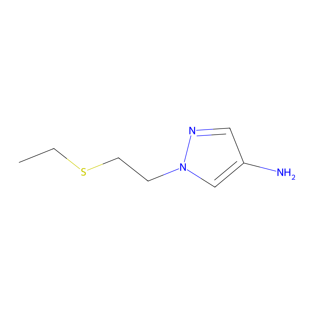 1-[2-(ethylsulfanyl)ethyl]-1H-pyrazol-4-amine molecular structure, CAS 1251201-40-7