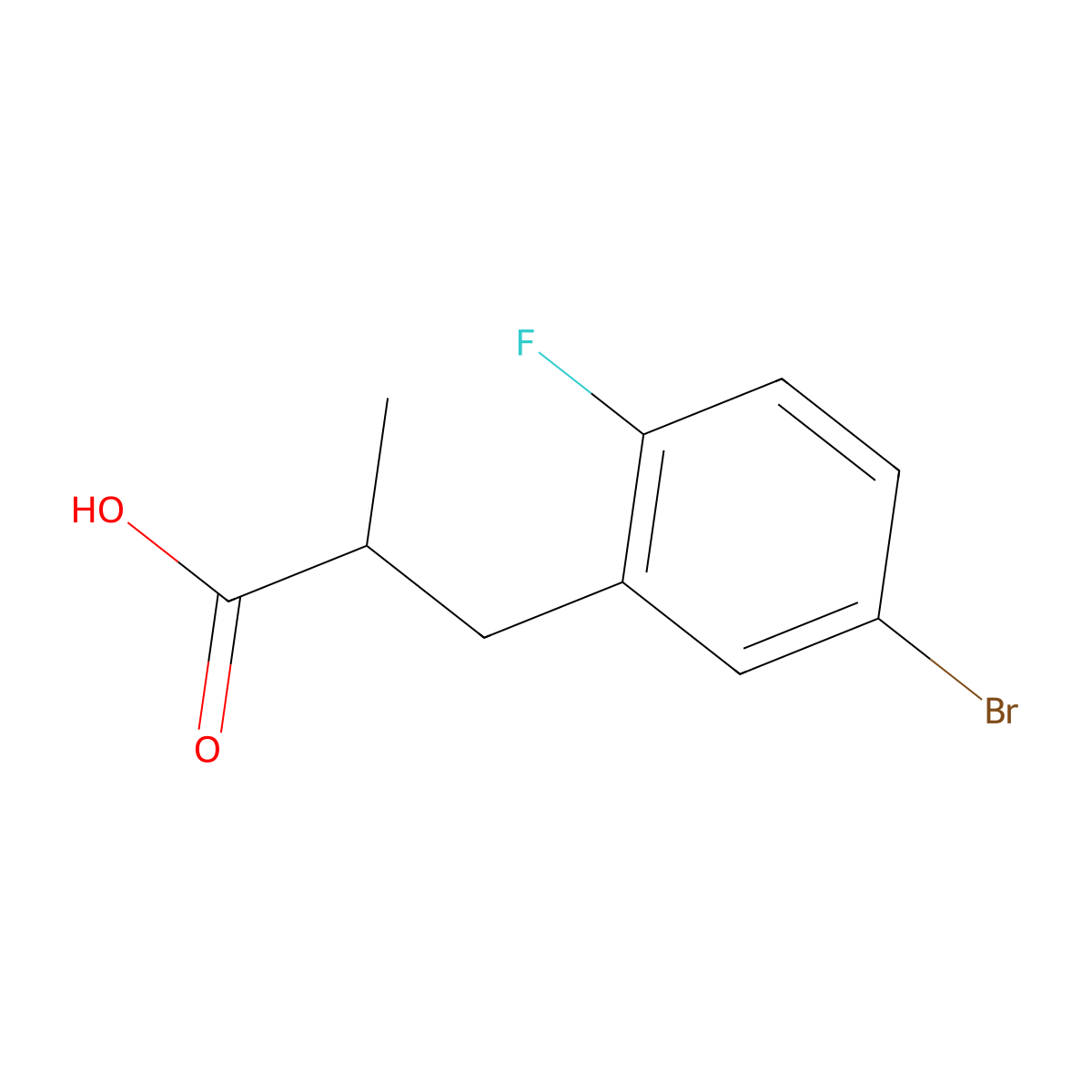 3-(5-Bromo-2-fluorophenyl)-2-methylpropanoic acid molecular structure, CAS 1251203-16-3