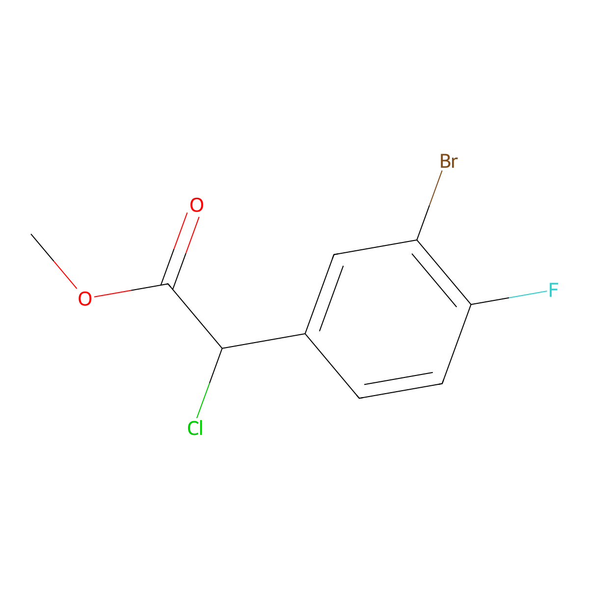 Methyl 2-(3-bromo-4-fluorophenyl)-2-chloroacetate molecular structure, CAS 1251208-19-1