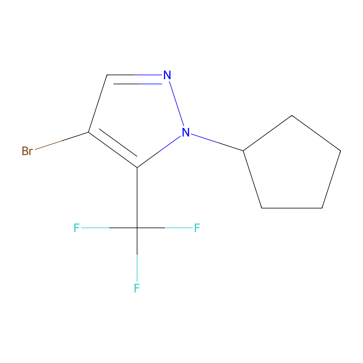 4-bromo-1-cyclopentyl-5-(trifluoromethyl)-1H-pyrazole molecular structure, CAS 1251208-23-7