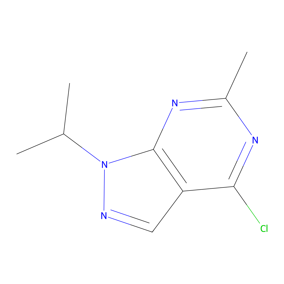 4-chloro-6-methyl-1-(propan-2-yl)-1H-pyrazolo[3,4-d]pyrimidine molecular structure, CAS 1251212-42-6