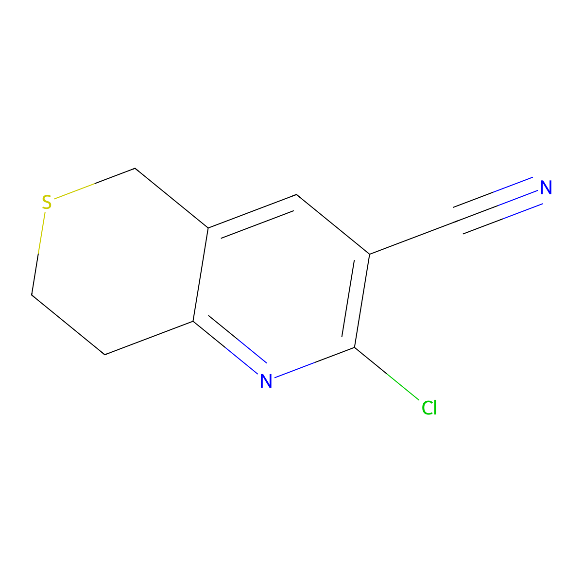 2-Chloro-5h,7h,8h-thiopyrano[4,3-b]pyridine-3-carbonitrile molecular structure, CAS 1251214-91-1
